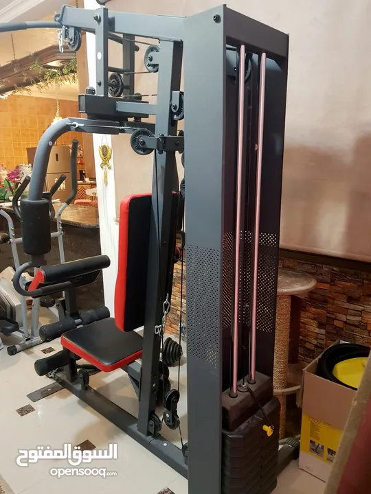 جهاز تمرين حديد هوم جيم Home Gym  + جهاز دراجة وكروس مغناطيسي رياضي  +طقم دامبلز كوشوك 20 كيلو عدد 2