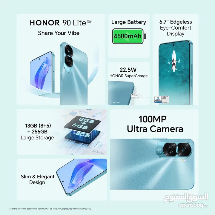 HONOR 90 Litee . 2024 . 256g . كفالة الوكيل الرسمي . كفاله عام من تاريخ الشراء