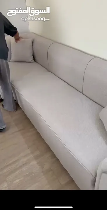 كورنر بيج جديد مع كوشنز/ قابل للمعاينة ، تفصيل جديد/ خشب ثقيل/ قماش كواليتي عاليه/سعر قابل للمفاوضه