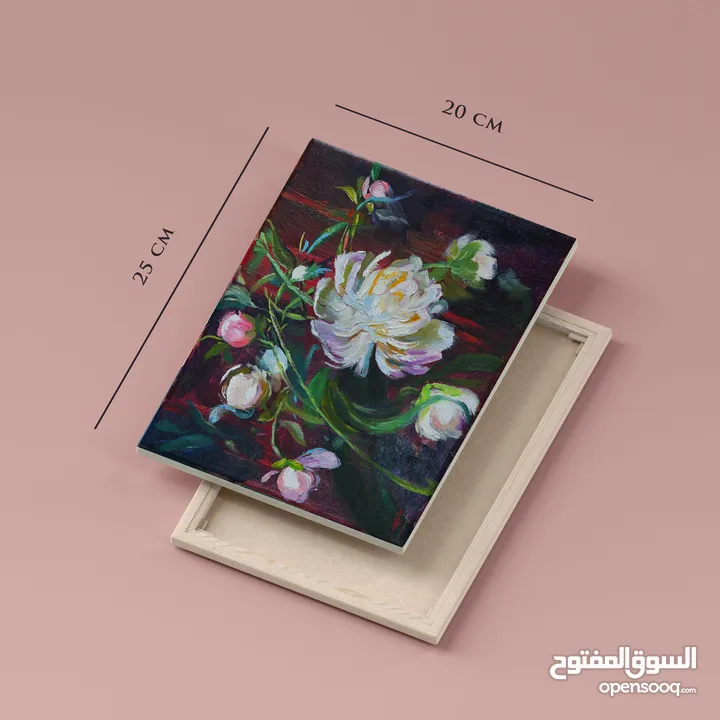 لوحتين طبيعة صامتة ورد، لوحات زيتية لديكور المنزل الراقي