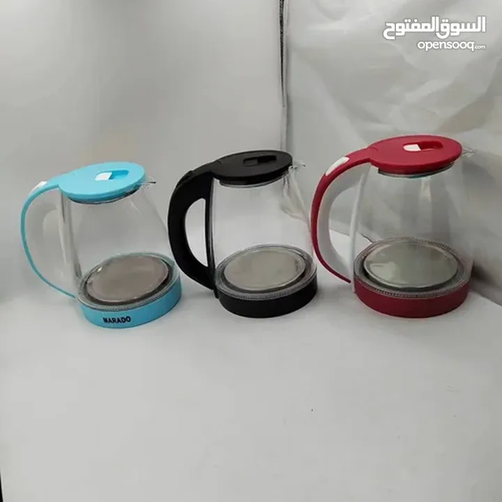 ابريق تسخين ماء غلاية ماء زجاج بايركس 2 لتر مع قاعده غلايه لتسخين و غلي الماء