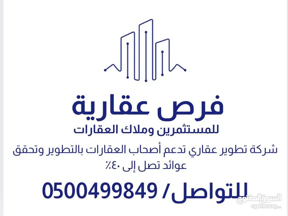شركة تطوير عقاري بالرياض   لديها مواقع استراتيجية ملك لها في مدينة الرياض (تجاري وسكني)