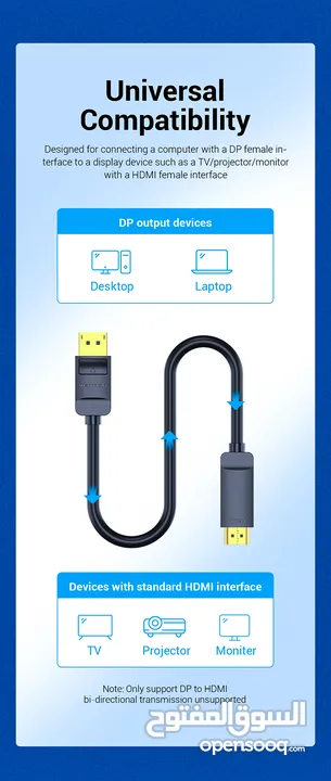 كيبل 4K DP to HDMI Cable 1.5m
