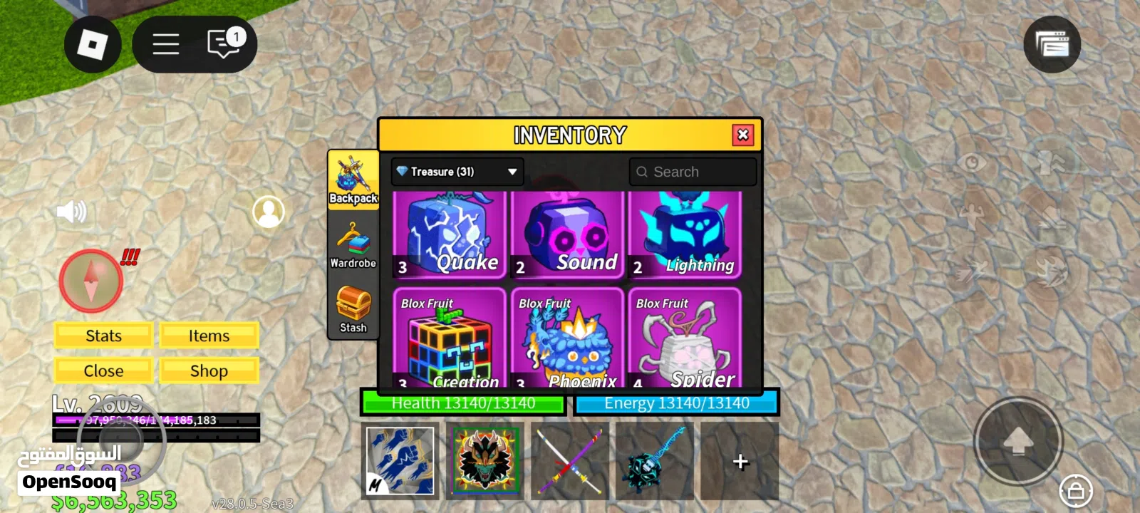 حساب روبلوكس ماب بلوكس فروت (Blox fruits)