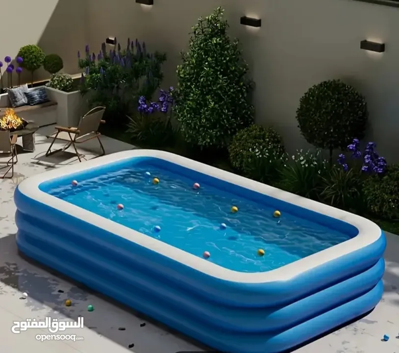 مسبح بركة. حوض سباحة عائلي حجم كبير قابل للنفخ أنيق للمنزل . مصنوع من البولي كلوريد الفينيل المتين،