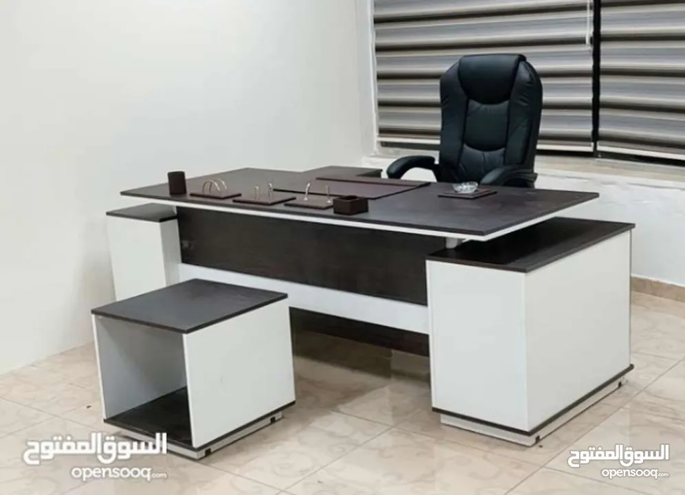 تميز بمكتب خشب لامينت 140*70 خشب مستورد مع جانبية و طاولة وسط مكفول لمكتب مدير متميز