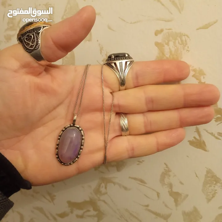 خواتم فضه ستاتي مطعمه بالاحجار
