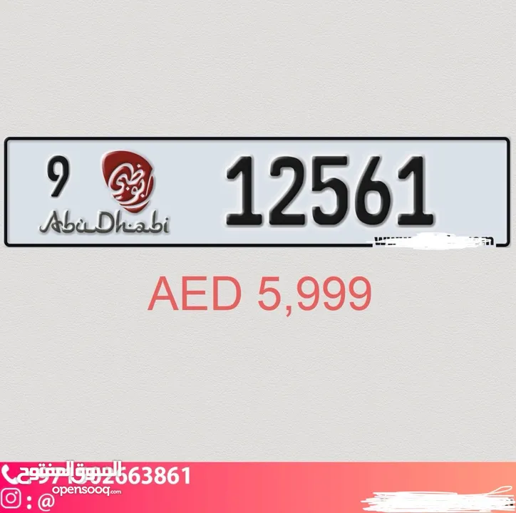 Abu Dhabi 9 / 12561 Number Plate