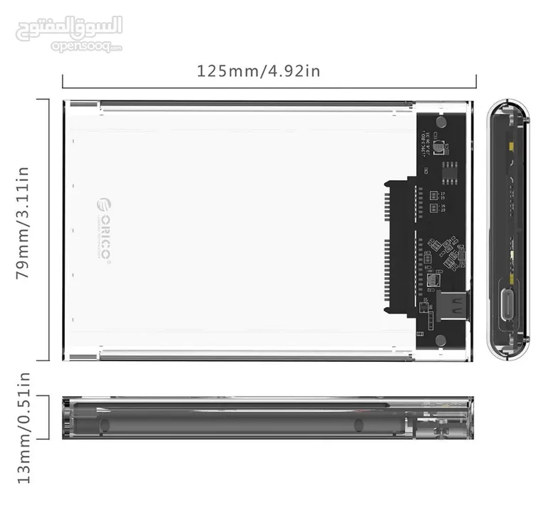 3.1USB Type C SATA HDD Hard Drive Enclosure حاضنة هارد درايف شفافة