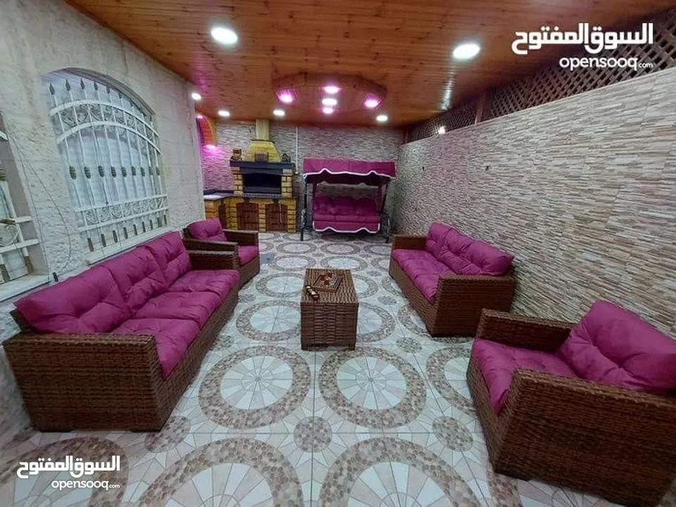 طقم رتان طقم ترس خارجي طقم كنب طقم خيزران طقم رتان بلاستك عضم خمس مقاعد+طاولة وسط