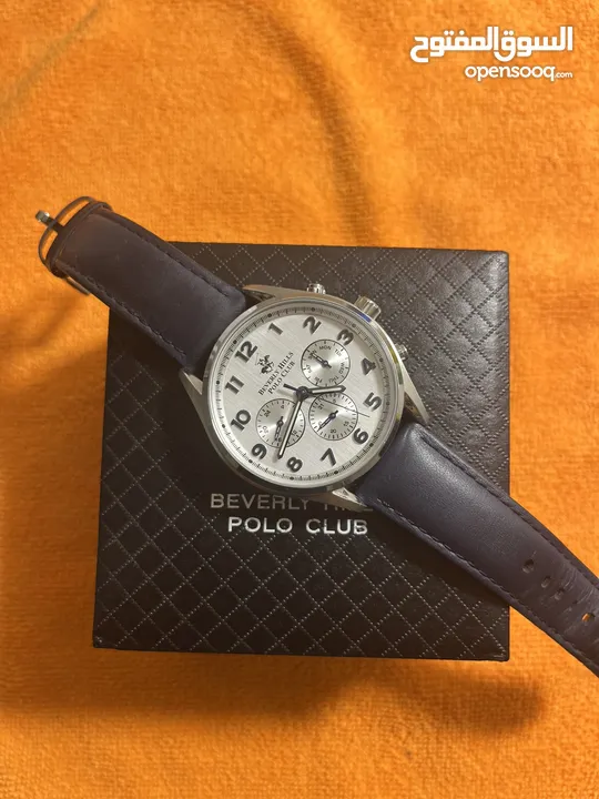 ساعة بولو رجالية B.H. Polo Club Matteo Multifunction Dark Blue Leather White Dial For Men
