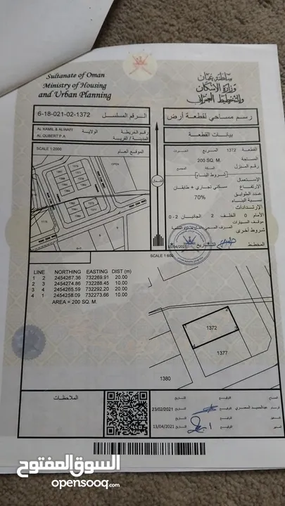 آرض سكني تجاري في ولاية الكامل والوافي بظبط الوافي منطقة الغبيرات القيمة 6500