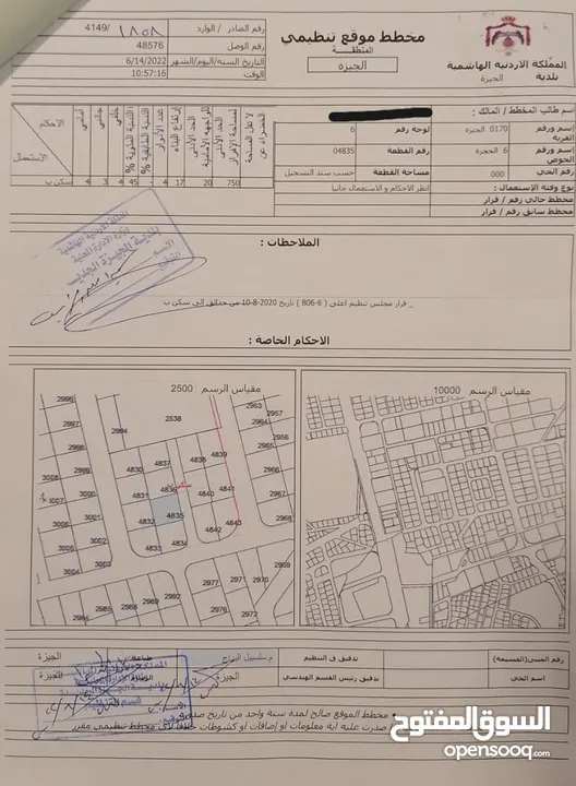 قطعة أرض سكنية بجانب مطار الملكة علياء مميزة بالجيزة حوض الحجرة سكن ب