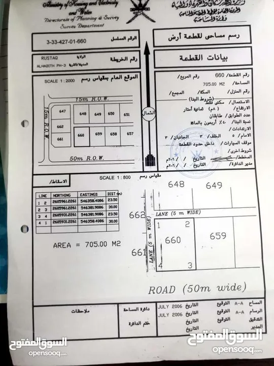 ارض في الرستاق الحديثة 3 زاوية/مساحة كبيرة