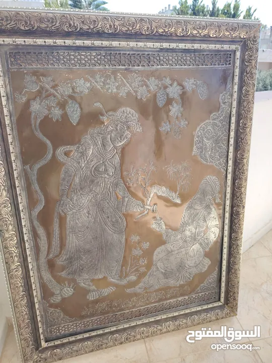 لوحة رباعيات الخيام من قصور اصفهان نحاس تلبيس فضه عليها اكثر من كيلو ونصف فضه قطع متحف نوادر النوادر
