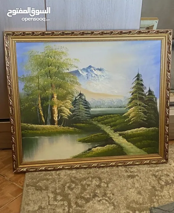 برواز عدد 2 بإطار ذهبي رسم يدوي بصورة طبيعية جميلة      00000000000000000000000000000000000000000000
