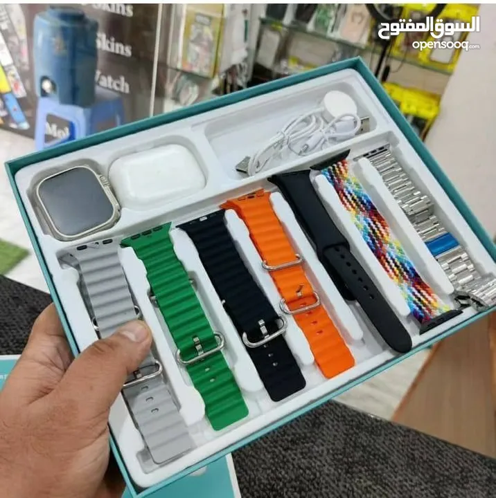 بكج عملاق ساعة ابل اخر اصدار مع سماعة ايربورد ابل و7 كساتك هدية