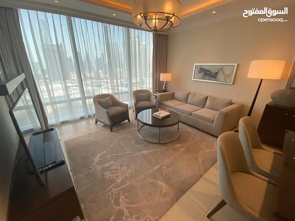 For luxurious annual rent, we offer you a very special 1-bed apartment with a full view of Burj Khal