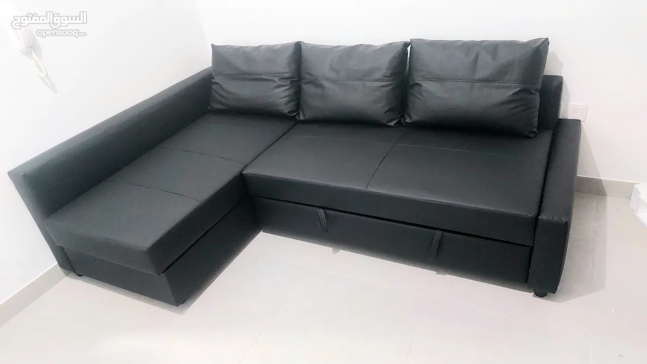 Ikea L Shape Sofa Bed With Storage Black Leather