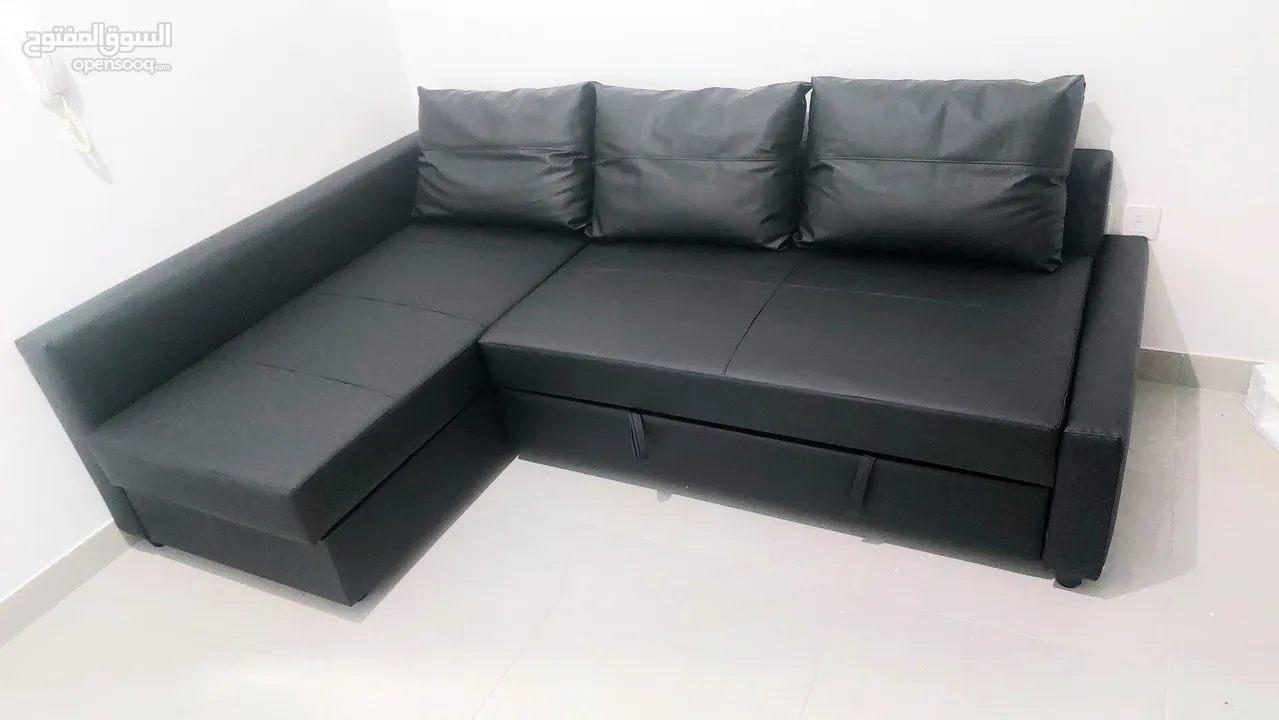 Ikea L Shape Sofa Bed With Storage Black Leather (243058037) السوق المفتوح