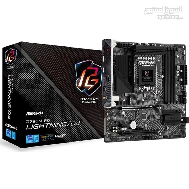 مذربورد اسروك جيمنج لمعالجات انتل جيل 12 + 13 + 14 ASROCK Z790M PHANTOM GAMING/DDR4 LGA 1700