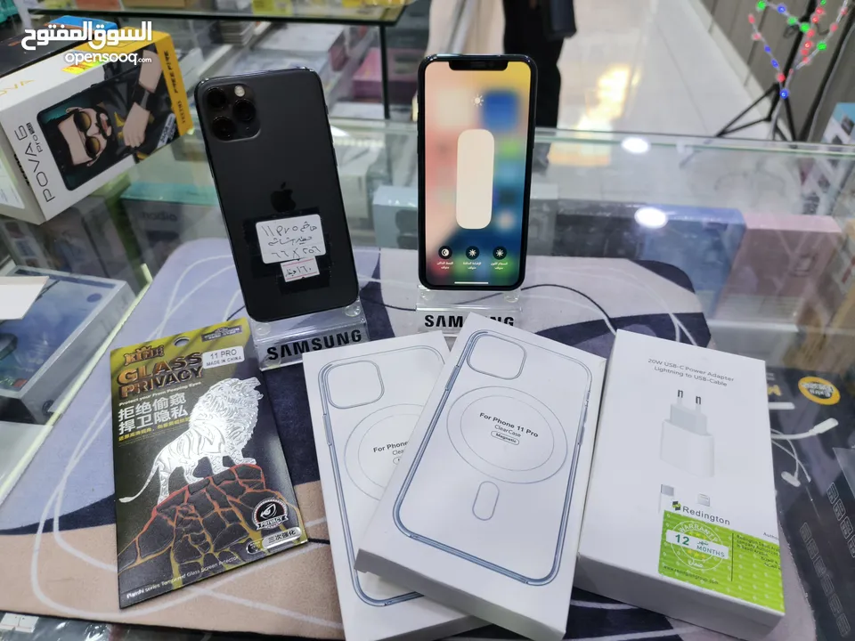 تفاح وصل iphone 11 pro جيجا 256 مغير فقط شاشة اصلية معه بكج هدية متوفر توصيل