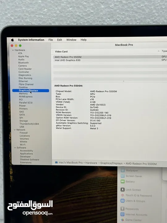 MacBook Pro 16inches  Core i9 2019  Ram 32GB. SSD 1TB  Graphic 4GB