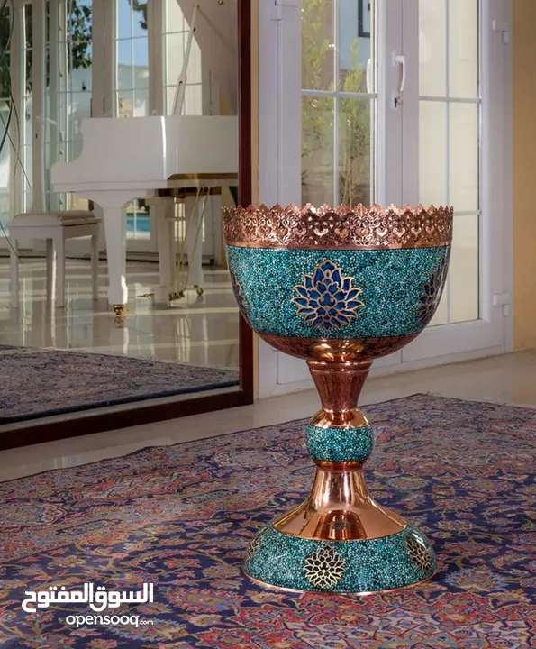 كوب فاكهة تركواز إيراني صناعة يدوية / Iranian handmade turquoise fruit cup