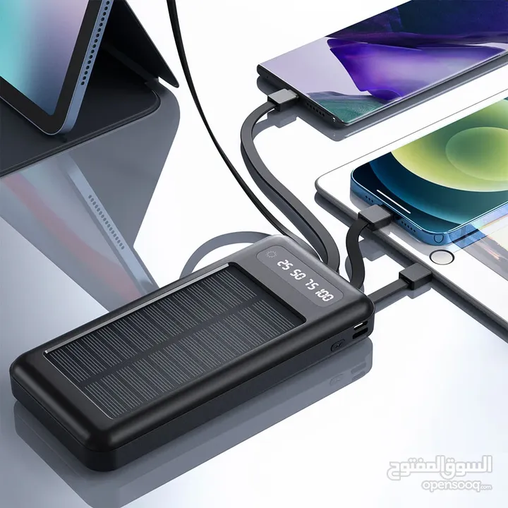 شاحن بور بانك شمسي و كهرباء بطاريه 20000 مللي امبير شحن تلفون خلوي طاقه شمسيه اضائه power Bank