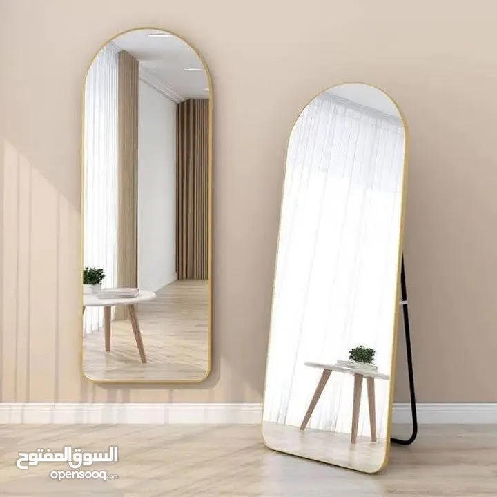 مرآة ستاند إطار المنيوم ذهبي