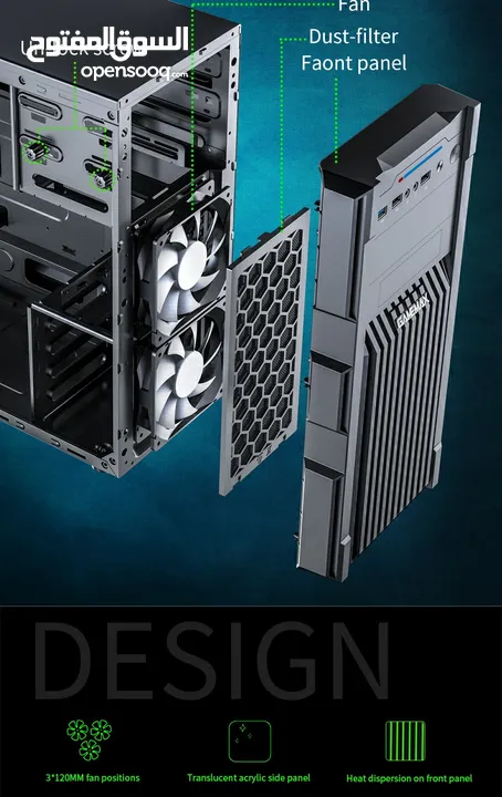كيس جيمنغ  من جيماكس مضيئ رجب تصميم للحرارة GAMEMAX  GM-ONE RGB BK Case Gaming