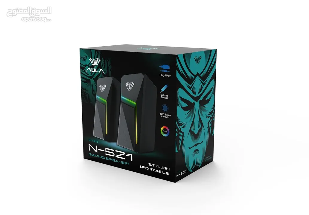 سماعات كمبيوتر جيمنغ  مضيئة مميزة  Aula Speaker N-521 Gaming RGB Lights OG