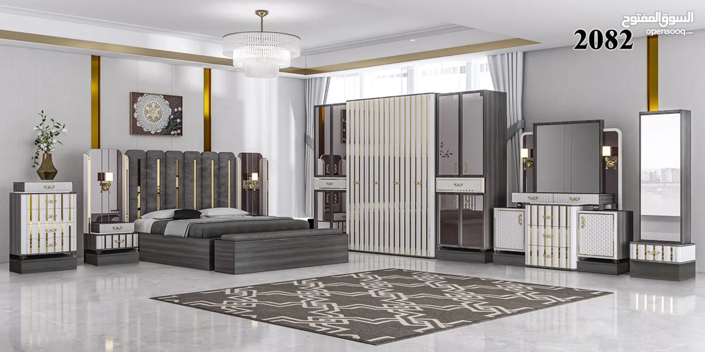 BIG BEDROOM SET 10 PCS WITH MATTRESSS WITH FITTING /کبير غرف نوم مع دوشج مع ترکيب ۱۰ قطع