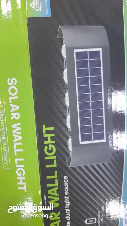 مصباح حائط  10 LED يعمل بالطاقة الشمسية اصفر وابيض