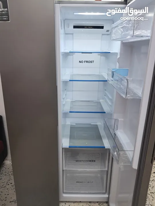 Brand New, Haier Side by Side two doors Refrigerator, Twin Inverter Technology, Silver Color