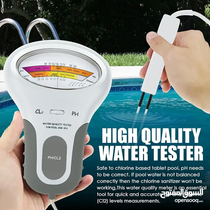 جهاز اختبار جودة المياه 2 في 1 بمقياس مزدوج لدرجة الحموضة ومستوى الكلور 2 in 1 Water Quality Tester