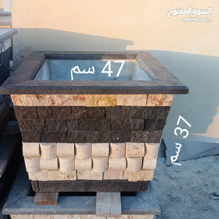 أحواض زراعه رخام طبيعي طبقتين ديكوري جميل جدا للأاشجار وعصري قوي ومتين وشلالات