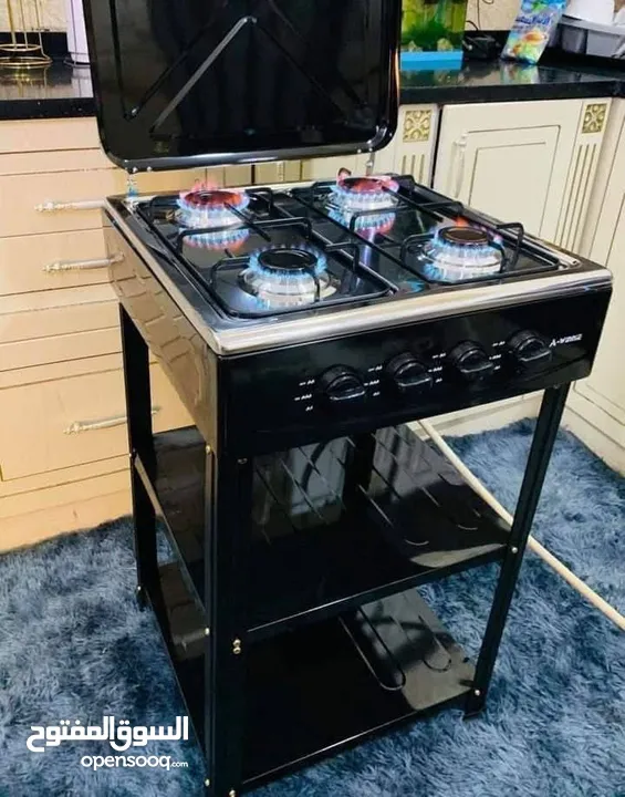 طباخ غاز 4 شعلات مع استاند وغطاء فقط