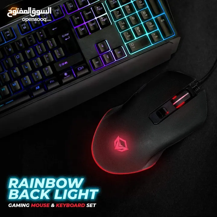 MEETION BACKLIT C-510 RAINBOW GAMING KEYBOARD AND MOUSE COMBO-كيبورد وماوس سلكي قيمينق مضيء ميشن