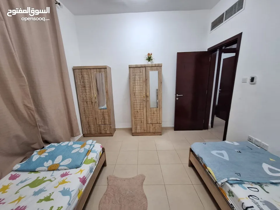 للايجار الشهري شقة مفروشة غرفتين وصالة في عجمان منطقة النعيمية أبراج السيتي تاور