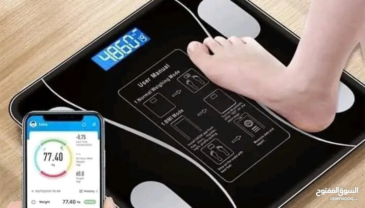 ميزان اشخاص ذكي لقياس نسبة الدهون والعضلات  الميزان يتحمل وزن الى 180 كغم  قياس الوزن بدقة عالية