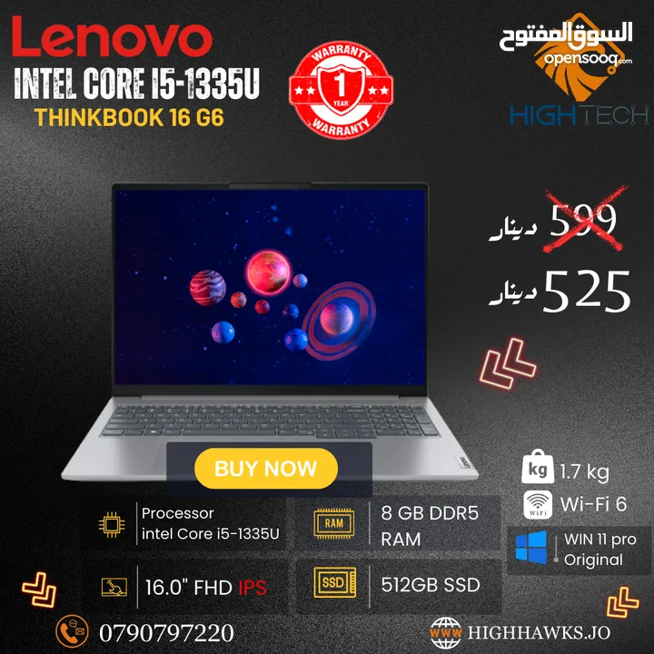 LENOVO G6 THINKBOOK CORE I5-1335U-8GBRAM-512GB SSD-16.0" FHD IPS-WIN 11PRO LAPTOP