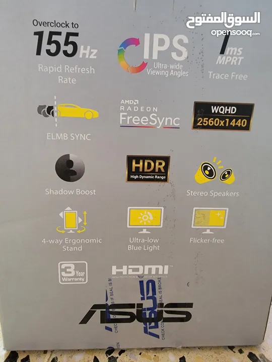 Asus Tuf Gaming 27inch 155hz 1ms IPS Flat 2K HDR+