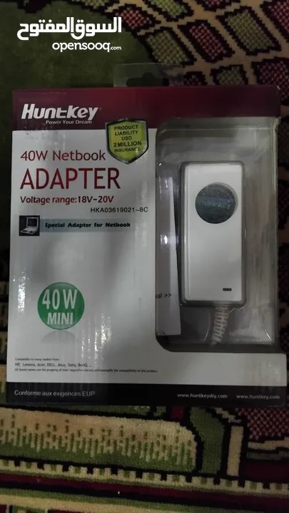 شاحن هنت كي أصلي يونيڤيرسال لأجهزة اللابتوب HUNTKEY 40W MINI NETBOOK ADAPTER UNIVERSAL LAPTOP