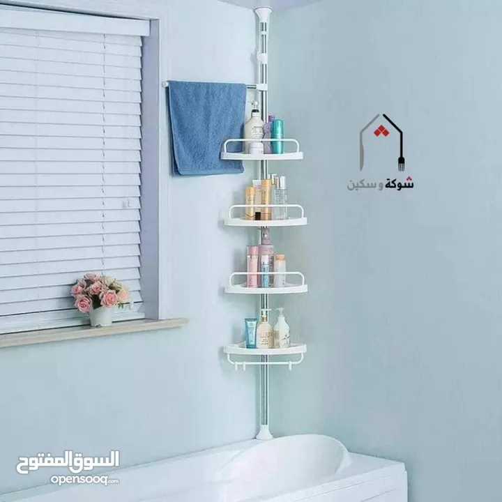 رفوف حمام ستاند كورنر رفوف لتنظيم الادوات في الحمام او المطبخ قابل للتعديل حسب الطول