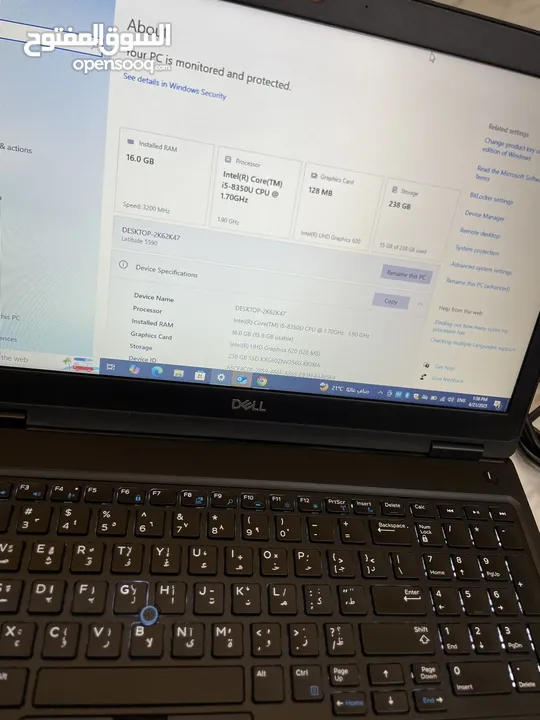 لابتوب موصفات عالي من ديل فئة LATITUDE Core i5 GEN 8 RAM 16 شاشة كبيره افضل سعر 199