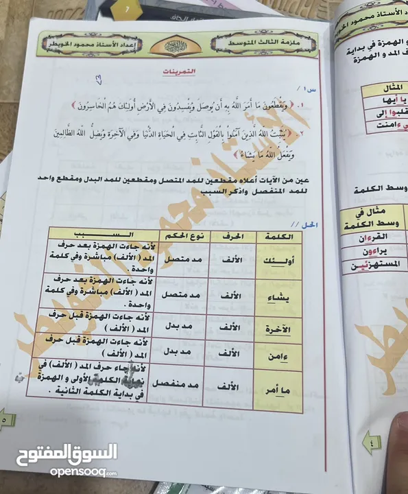 ملازم نضيفات للبيع للصف الثالث متوسط