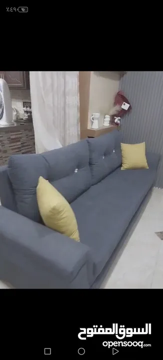 طقم كورنر  Lحرف 3*3  وثلاثينه طول مترين تفصيل  مستعمل استعمال بسيط جدا 6شهور  خشب وقماش ثقيل جدا