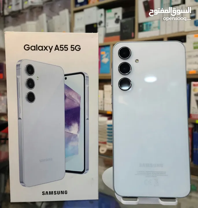 مستعمل ايام Samsung A55 5G رام 16 جيجا 128 و 256 أغراضة والكرتونه الأصلية متوفر توصيل