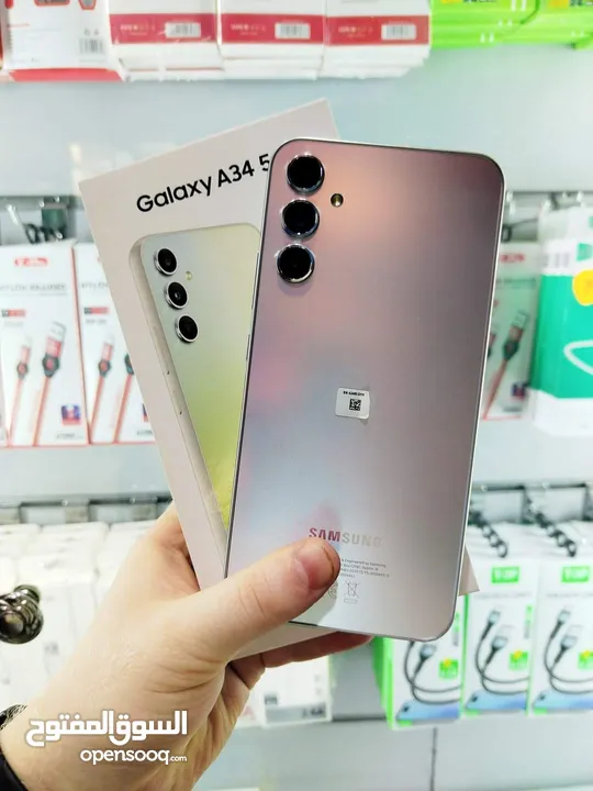 مستعمل اخو الجديد Samsung A34 5G رام 16 جيجا 128 و 256 أغراضة والكرتونه متوفر متوفر توصيل